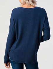 V Neck Soft Knit (Navy) #2738 - Essential Collections