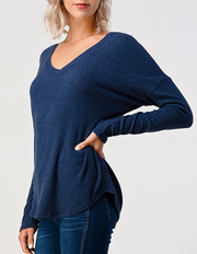 V Neck Soft Knit (Navy) #2738 - Essential Collections