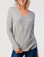 V Neck Soft Knit (Grey) #2738 - Essential Collections
