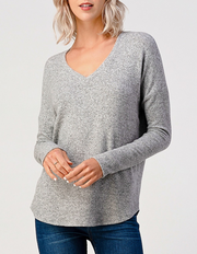 V Neck Soft Knit (Grey) #2738 - Essential Collections