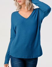 V Neck Soft Knit (Blue) #2738 -Essential Collections