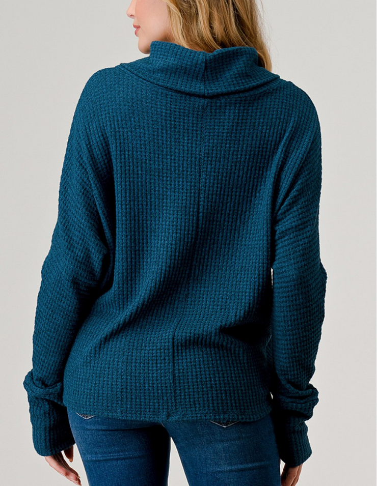 Cowl Neck Thermal Knit (Ink Blue) #T430 - Essential Collections