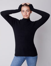 Mock Neck Sweater #C2553-736A - Charlie B