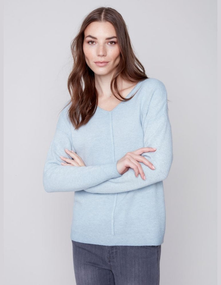V-Neck Sweater #C2558-650B - Charlie B