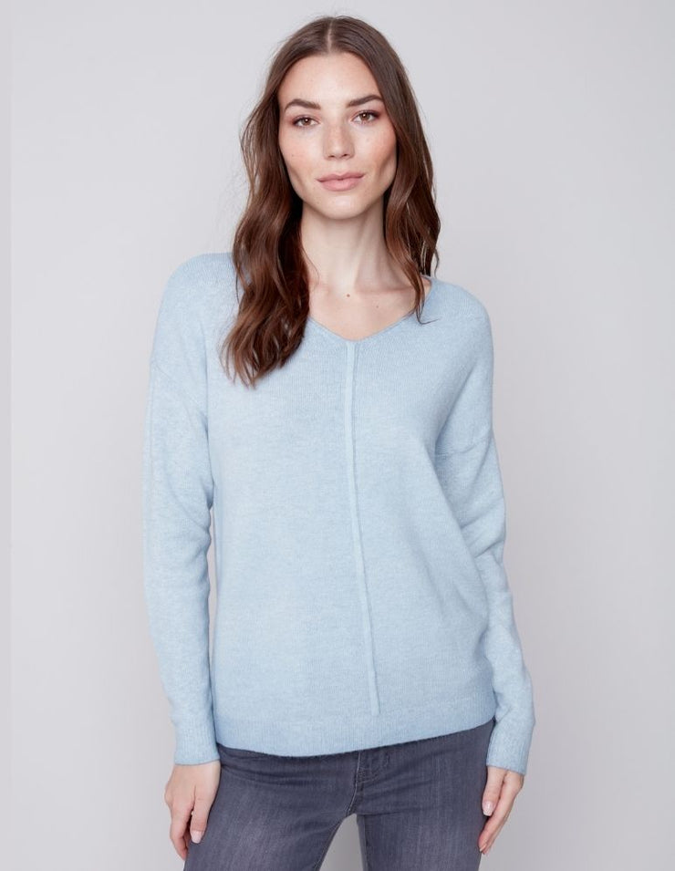 V-Neck Sweater #C2558-650B - Charlie B