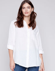 Long Linen Shirt #C4542-844C - Charlie B