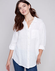 Long Linen Shirt #C4542-844C - Charlie B