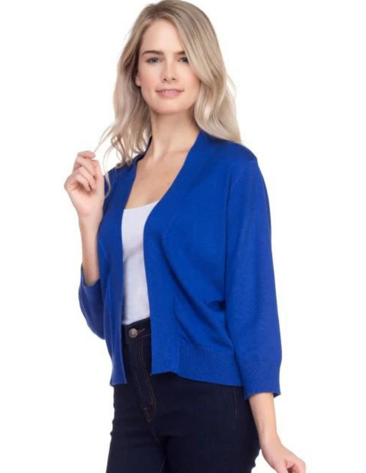 Cropped Classic Cardigan #SW620 - Royal Blue
