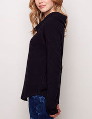 Cowl Neck Sweater (Black) #C1280R-107B - Charlie B